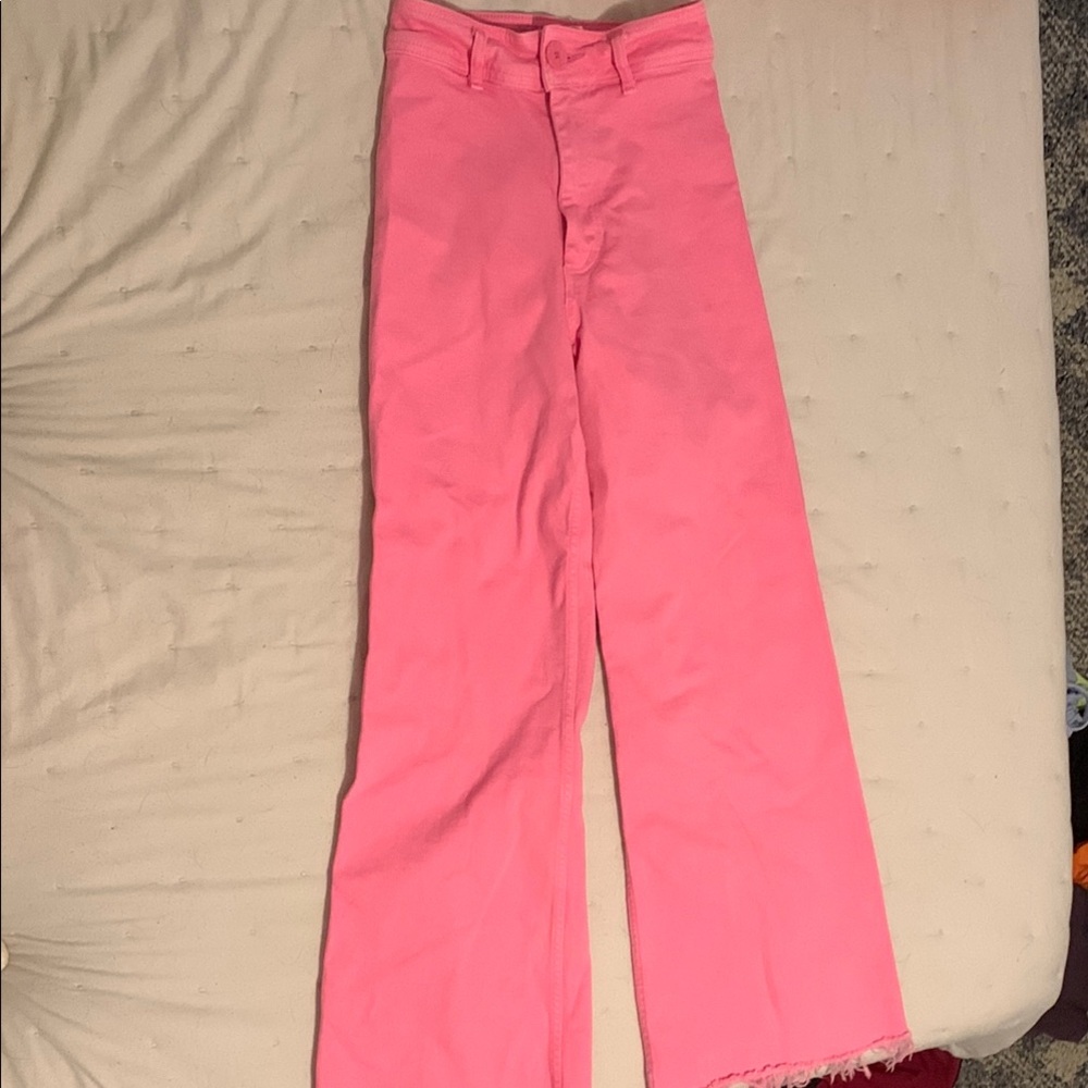 Zara Hot Pink Wide-legged Jeans